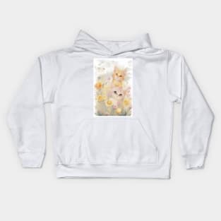 Yellow Cats in the Flower Garden Kids Hoodie